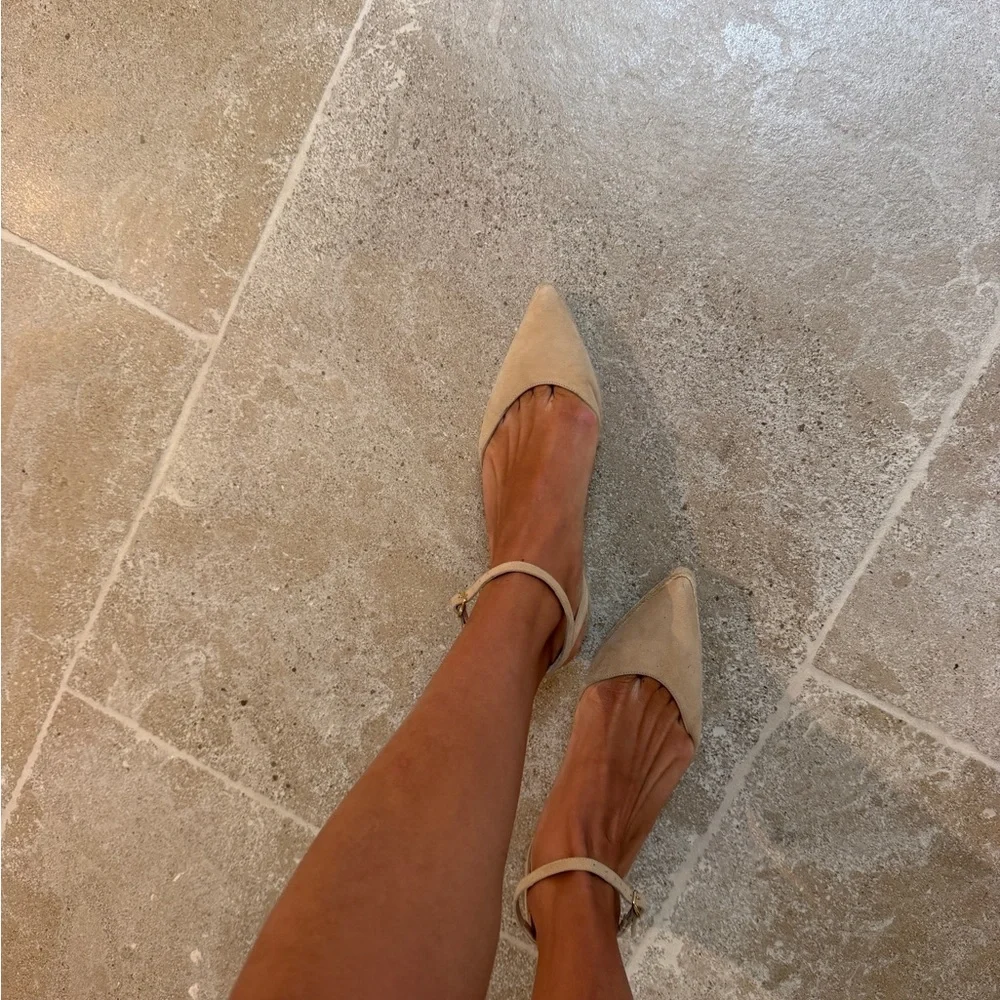 Espadrille Wedge Ankle-Strap Flats in Beige